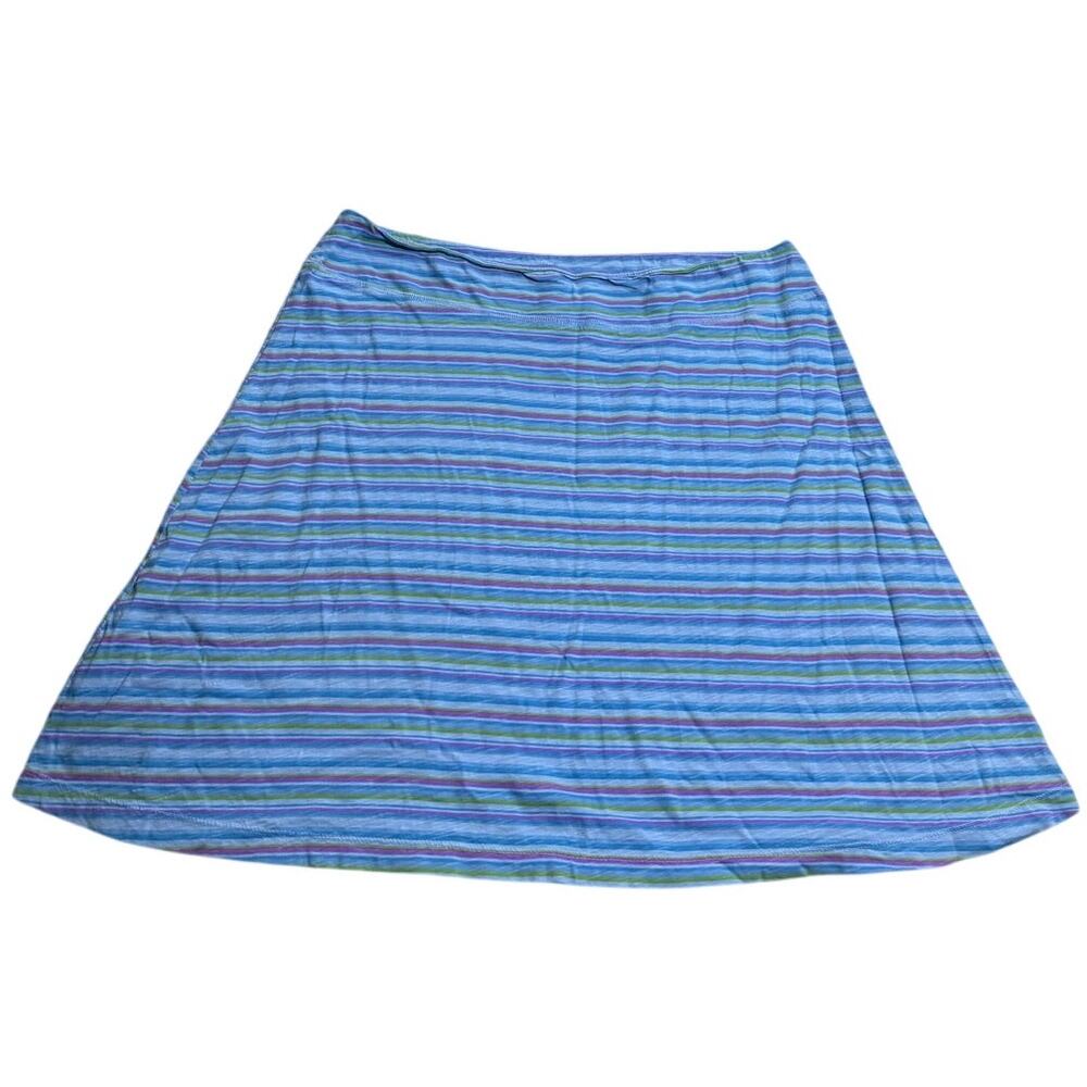 Fresh Produce Pull On Skirt Striped Cotton Knee Length Womens Sz XL USA Blue